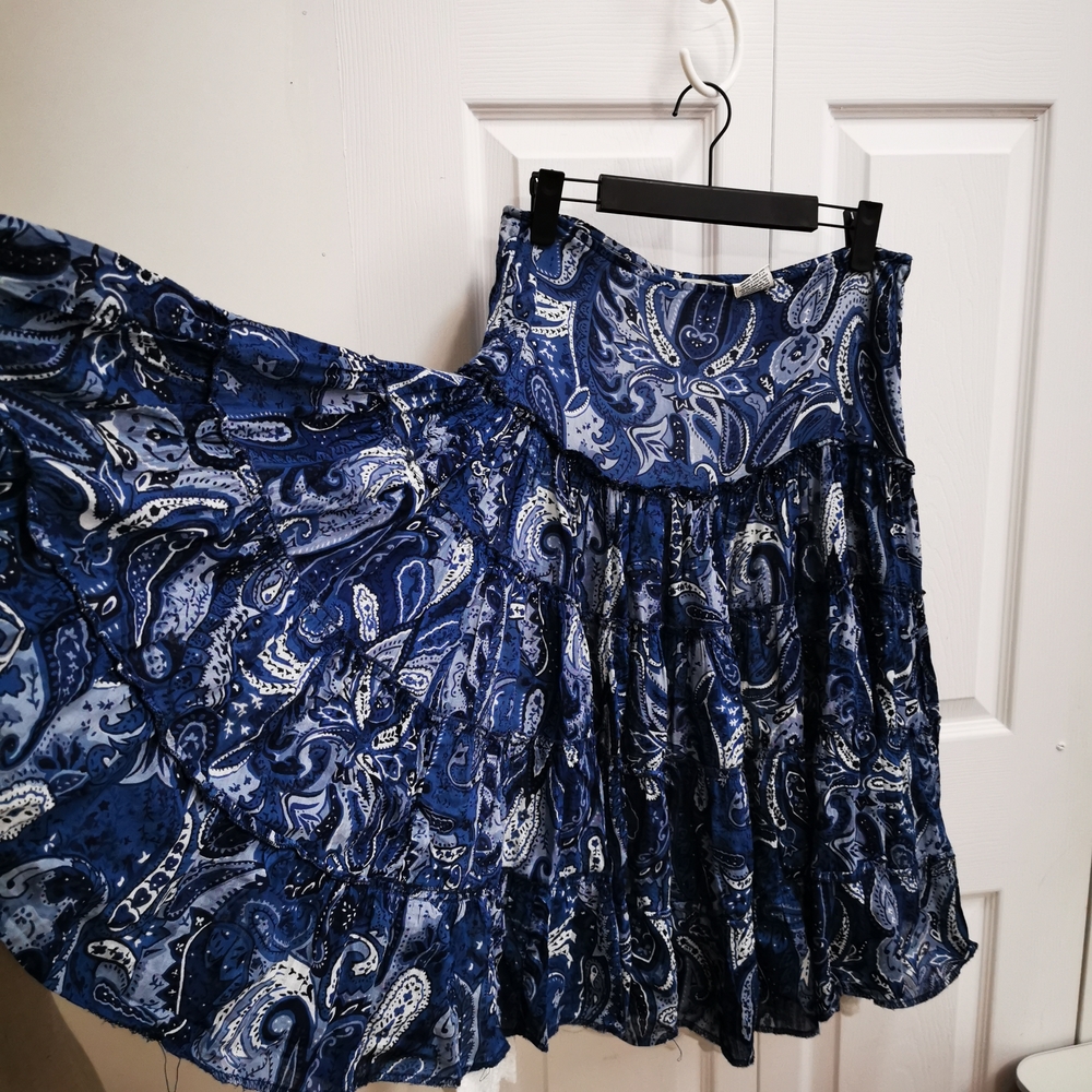 Jessica Blue and White Tiered Bubble Skirt - Picture 8 of 8